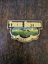 THREE SISTERS OREGON vintage refrigerator magnet enamel very cool