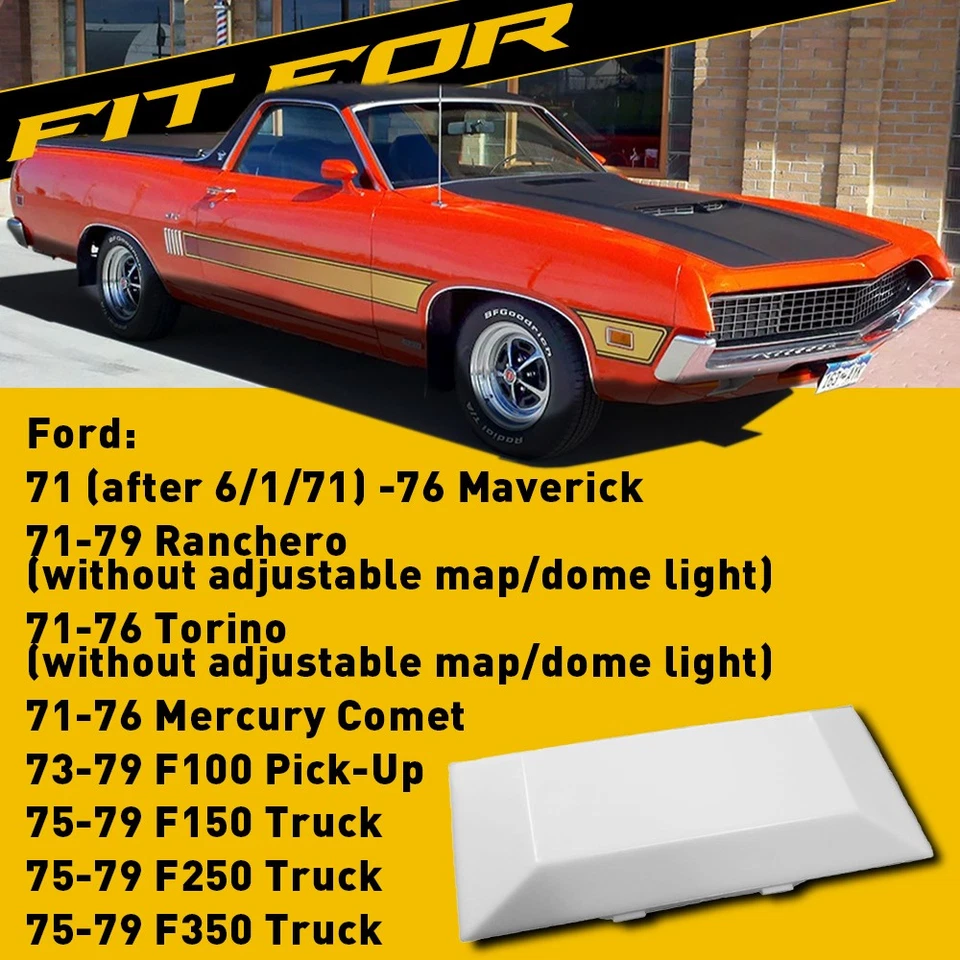 Car Dome Light Lens Overhead Sqaure Dome Lamp Lens Cover For F100 Truck 73-79 B Foto 4 de 4