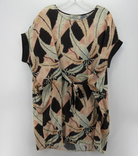 All Saints Dress Women 6 Black Peach Silk Wrap Sonny Fuji Tunic Abstract Floral