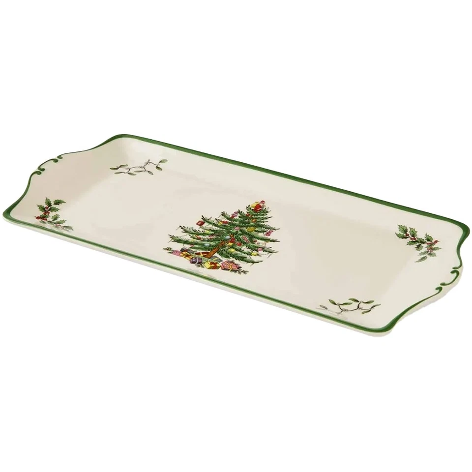 Spode Christmas Tree Sandwich Tray 33cm Porcelain Microwave Dishwasher Safe - Image 2 of 4