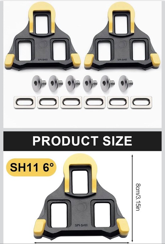 SPD Cleats for Shimano SPD SL (SH11 SH12 SH10), 6° Float Bike Bicycle Cleat Set