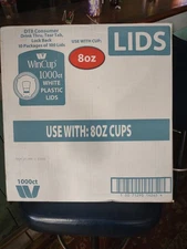 WinCup Foam Plastic Lids for 8 Oz 1000 Ct White