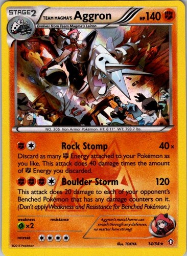 Team Magma's Aggron Holo Rare Double Crisis 14/34 NM