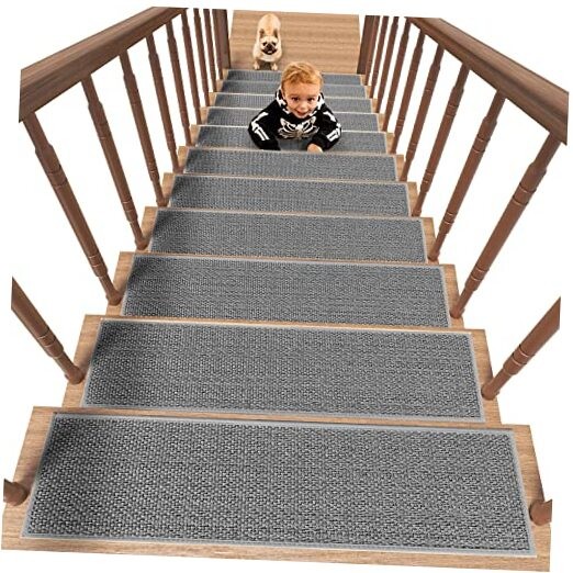 Non Slip Rubber Backed Stair Treads for Wooden Steps - 15PCS