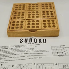 Sudoku wooden travel size 5.25 x 5.40" approximately Professor Puzzle Limited