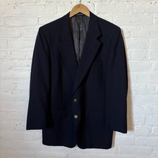 Vintage Burberry  s Mens Wool Blazer Gold Buttons Navy Sz 40 