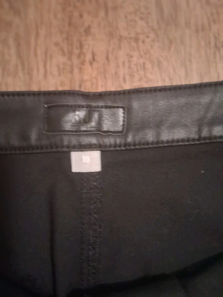 ¡NUEVO SIN ETIQUETAS! PANTALÓN KUT FROM THE KLOTH GOLDIE SUPER ACAMPANADO IMITACIÓN CUERO DOBLADILLO CRUDO 10 Foto 4 de 4