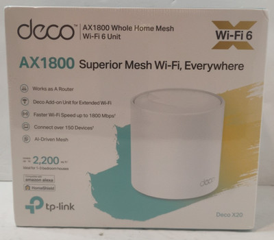TP-LINK Deco X20 AX1800 Mesh Wi-Fi 6 Router 1800Mbps, Alexa, HomeShield NEW