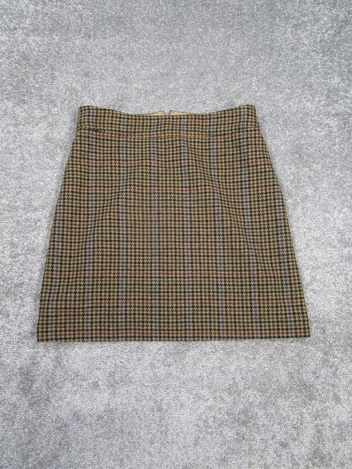 J. Crew Skirt Womens 10 Tan Multi Houndstooth Wool Blend