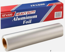 18" x 500 Feet Heavy Duty Aluminum Foil Roll  Commercial-Grade Wrap  1 Count