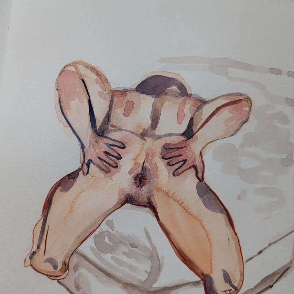 Pintura Original Acuarela "I'm Just A Hole Sir" de Jake J 9x12 pulgadas Foto 3 de 4