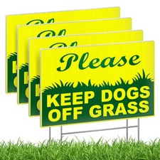 4-Pack Keep Off Grass Signs for Yard, 6x9 Double-Sided Coroplast Lawn Signs w...