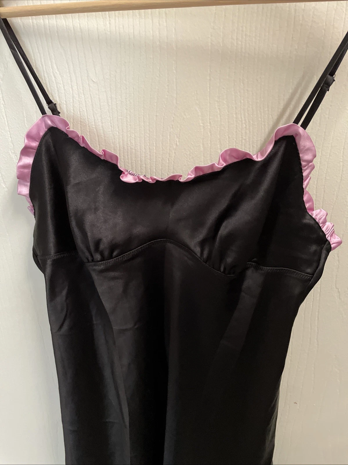 UNDERCOVER Victorias Secret Angel Y2K Vestito Slip Donna S Nero Bling Intimi