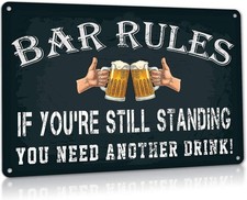 Bar Rules Signs Man Decor Stuff Aluminum Tin Metal Signs Funny Home Beer Pub