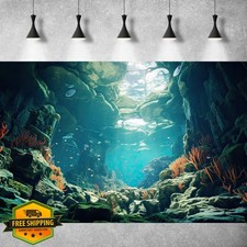 Under Sea Aquarium Background 48x24in Corals Rocks Moss Tropical