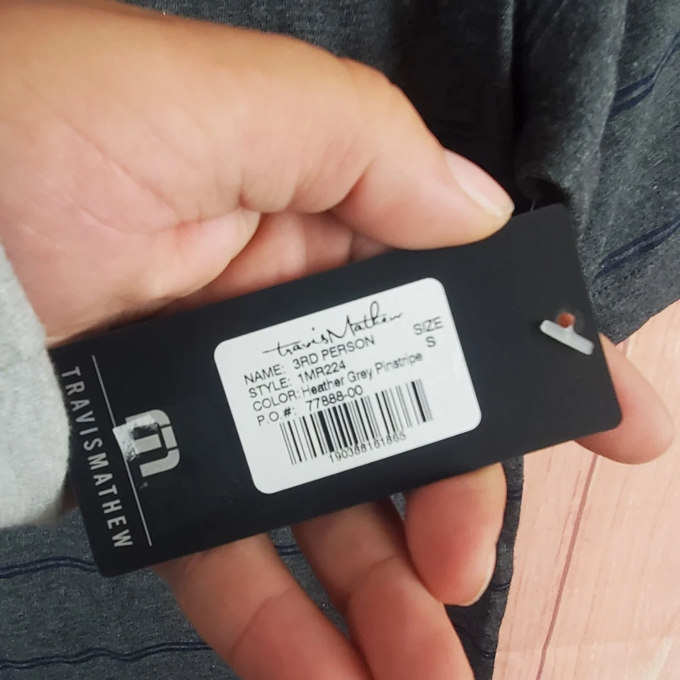 Travis Mathew 3RD Person T-Shirt S Heather Gray Pinstripe Short Sleeve Shirt NEW - Image 3 of 4