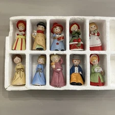 Vintage Merri-Bells, Set of 10 Jasco Porcelain Figurine Bells 1978 (4" tall}