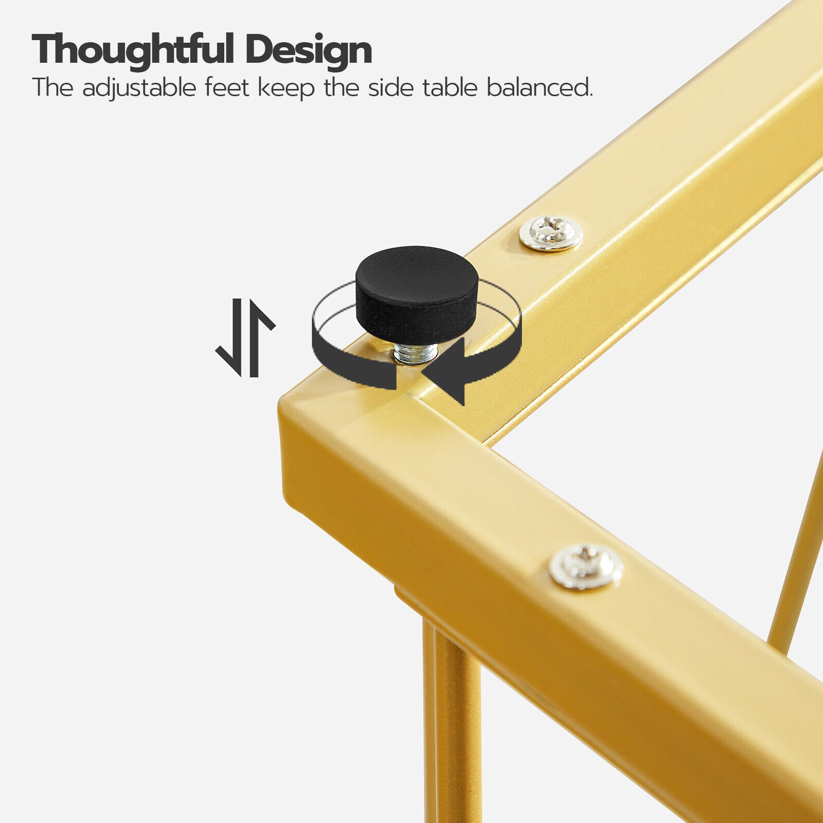 HOOBRO Coffee Table Set of 2 End Table with Metal Frame Black Side Table