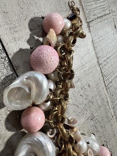 Rare Sesto Continente Sterling Silver Shell And Pink Beads Bauble Bracelet #5832 - Picture 3 of 8