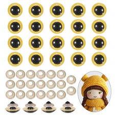 20mm Safety Eyes, 20Pcs Realistic Doll Crocheting Safety Eyes Yellow