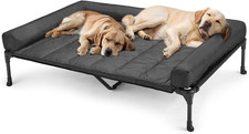 Cooling Elevated Dog Bed XXL Raised Pet Cot with Bolster Waterproof Mesh Black