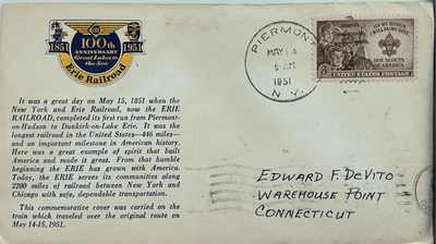 #ad Erie Railroad Great Lakes to Sea 100th Anniversary 5 14 1951 Piermont Dunkirk NY $5.99