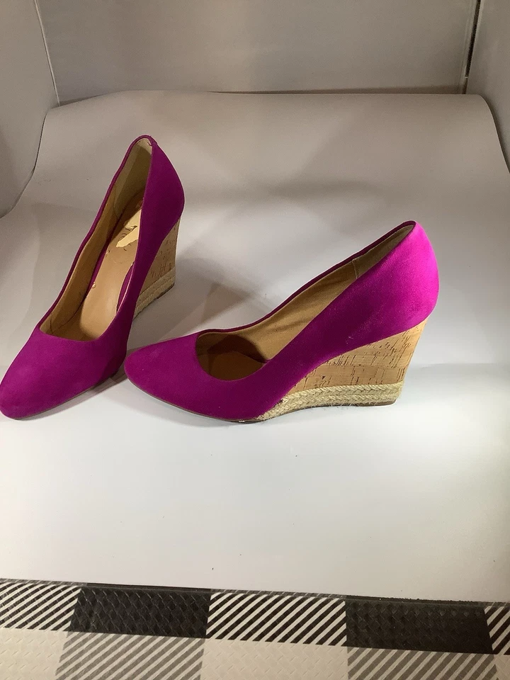 Zapato de vestir Franco Sarto para mujer Oalix Pump talla 8 rosa magenta gamuza tacón de cuña Foto 3 de 4
