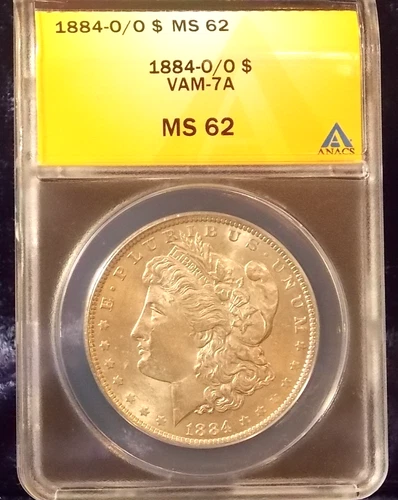 1884-O/O  MORGAN SILVER DOLLAR  MS-62   VAM-7A  MINT MARK OVERDATE - 90% SILVER!