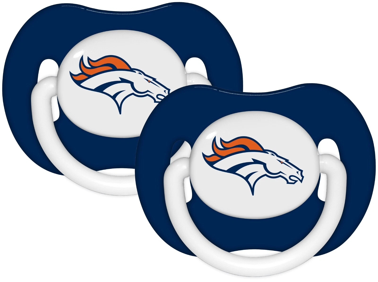 12 (2-pack) Denver Broncos Blue Pacifiers - NFL Infant Baby Shower Gift