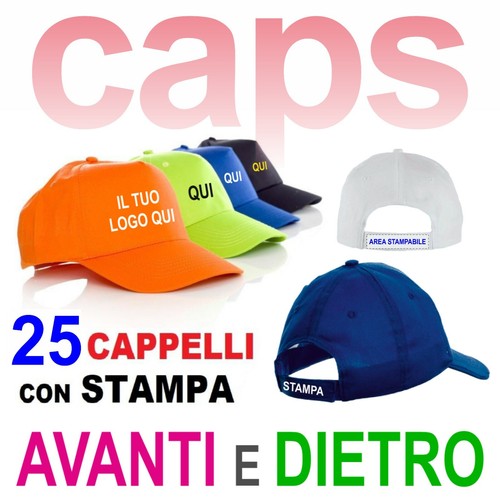 25 cappellini con stampa, cappelli con logo, cappellini personalizzati |  eBay