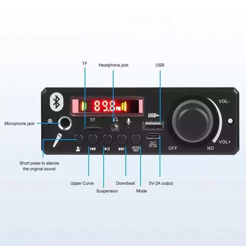 Versatile MP3 Decoder W/Radio Antenna Bluetooth 5.0 USB/TF/FM/Headphone Support - Picture 9 of 14