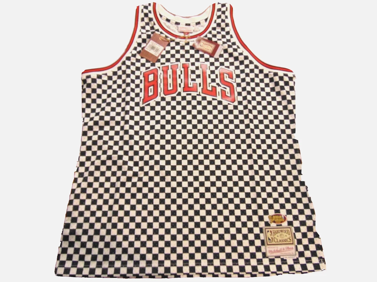 MITCHELL NESS NBA CHICAGO BULLS 1996 FINALS CHECKERED SWINGMAN JERSEY SIZE 2XL
