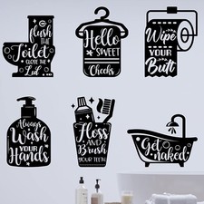 6 Pieces Bathroom Wall Decals Sticker Bathroom Funny Sayings Quotes Wall Deco...