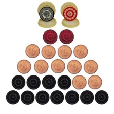 Carrom Board 24 Wooden Coins + 2 Tournment Striker Red + Black (Random Design)