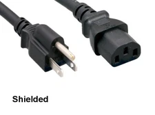 6ft Shielded AC Power Cord Cable NEMA 5-15P to IEC-60320-C13 18AWG 10A/125V SVT