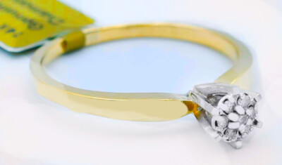 ECHTER DIAMANT VERLOBUNGSRING 14K GELBGOLD *NEU MIT ETIKETT *gratis Gutachten*
