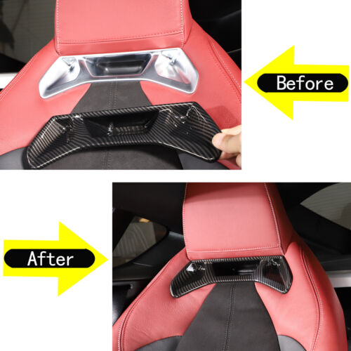 ABS Fiber Car Seat Back Neck Rest Trim Decorate Cover Kit For GR Supra 19-2022 - Bild 4 von 9