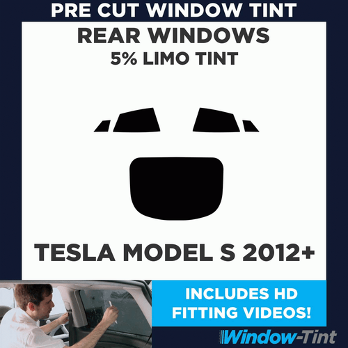 Pellicola Fumè Nera Per Vetri Posteriori Pretagliata Per Tesla Model S 2012+ 5% - Picture 2 of 10
