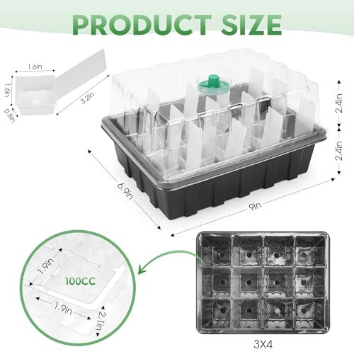 -5 Pack Plant Trays with 60pcs Puller Reusable, Seed Starter Tray 0907-12-5P - Picture 3 of 7