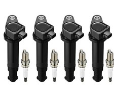 4PCS Ignition Coil + 4PCS Spark Plugs For 2006-2011 Kia Rio Rio5 LX Sedan xUF499