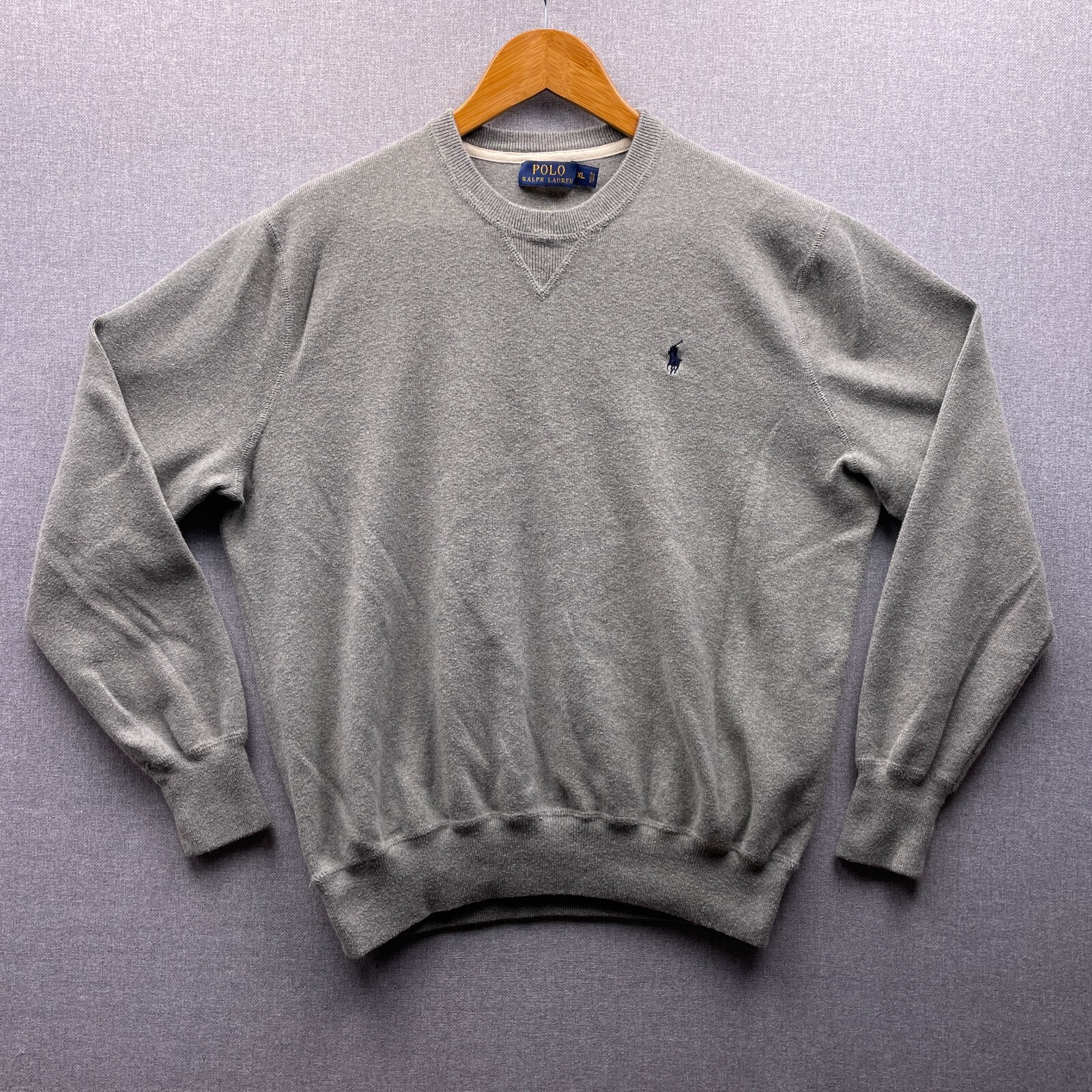 Polo Ralph Lauren Logo pony grigio heather adulto extra large maglione classico da uomo