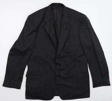 Vintage St Michael Mens Black Striped Wool Blend Suit Jacket Size 40