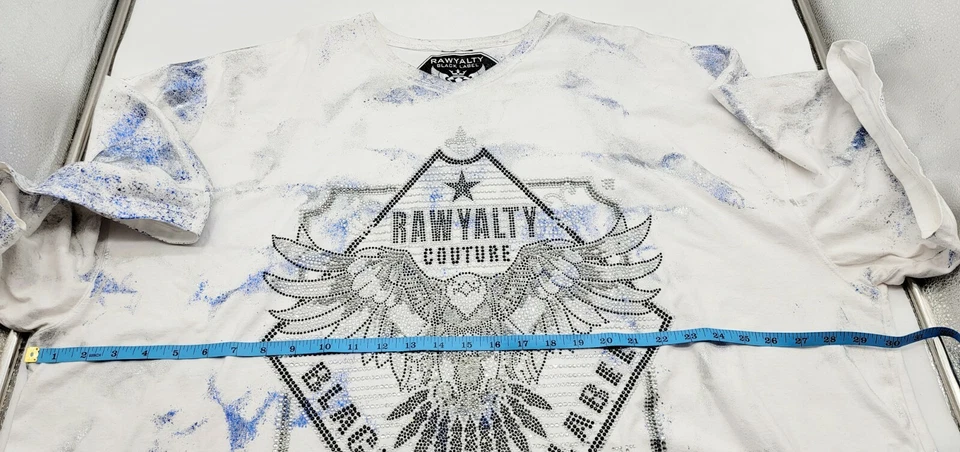 Camisa Rawyalty Para Hombre Talla 5XL Blanco Azul Plata Bling Rock Hip Hop Fiesta  Foto 3 de 4