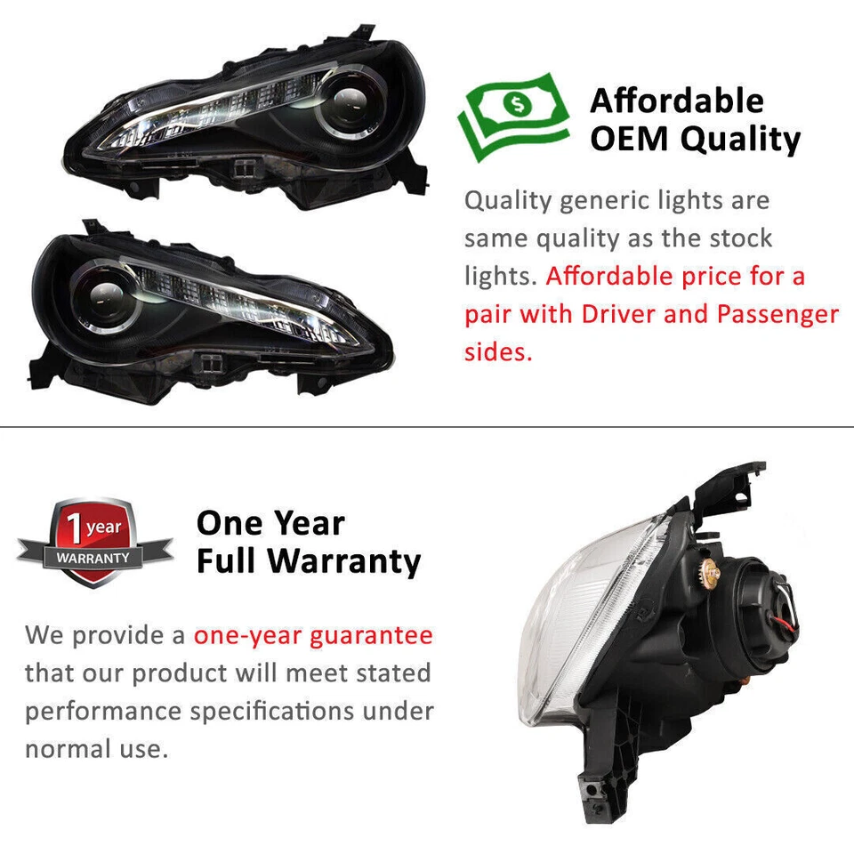 For 2013-2016 Scion FR-S/Toyota 86/Subaru BRZ LED DRL Black Projector Headlights — 第 4/4 张图片