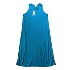 NWT Vtg Y2K Swimsuit Cover-up Womens L Blue Teal Striped Sheer Tropical Escape