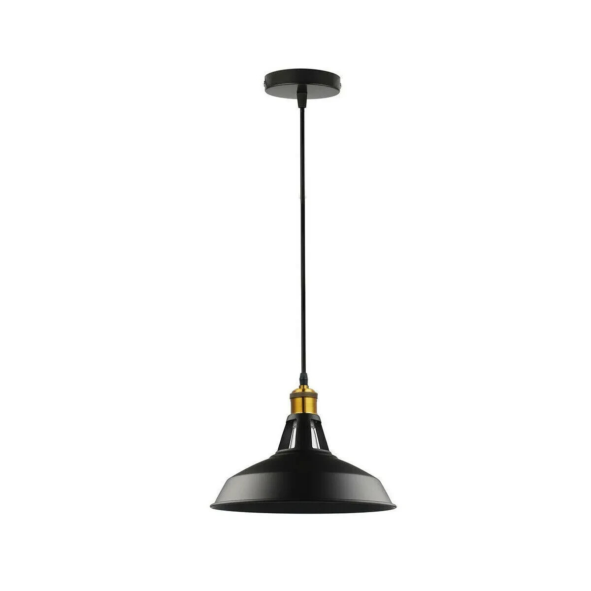3 x Black Pendant Light Retro Industrial Hanging Light Metal Lamp Shade E27