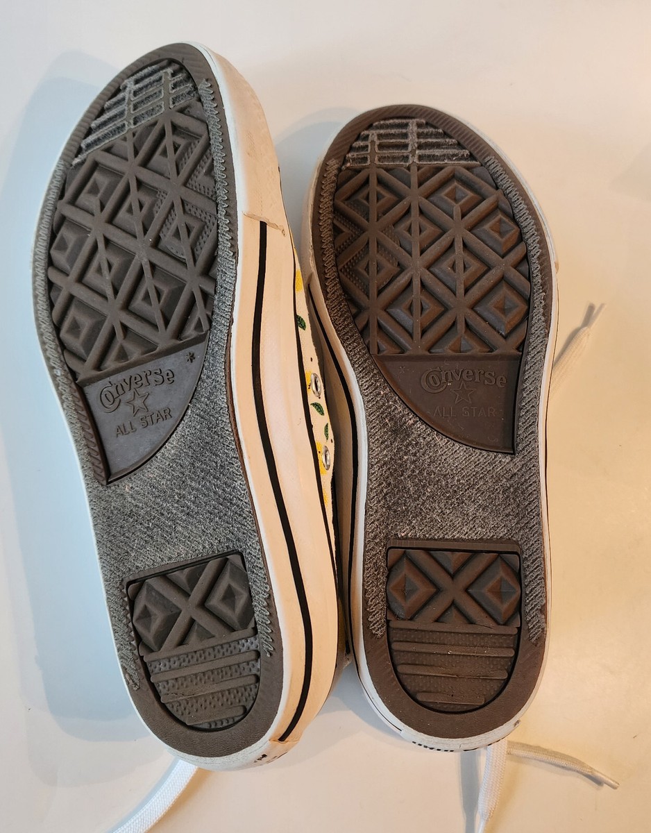 コンバースノベルティーキャンバスシート Converse ALL Star Classic Low Top Sneakers Lemon Print Canvas Sz 4