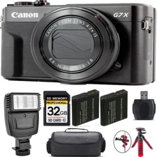 Canon PowerShot G7 X Mark II Camera + Extra Battery + Flash - 32GB Kit