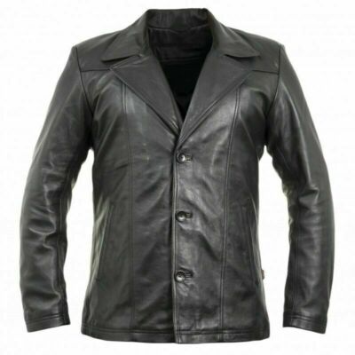 Mens Black Leather Slim Fit Biker Real Sheepskin Motorcycle Leather Jacket/Coat