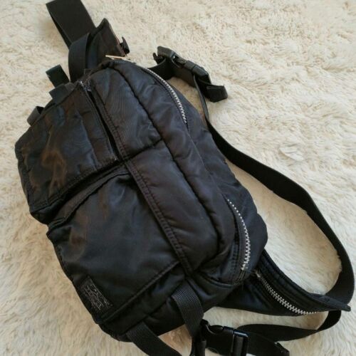 Yoshida bag Waist Bag Porter Tanker Black From Japan Used TW04 - Picture 1 of 16